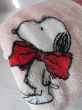 Peanuts Snoopy Red Holiday Bows Plush Throw Blanket 60" X 70" Blush Pink