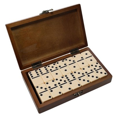WE Games Double 6 Dominoes Ivory Color in Small Wooden Box