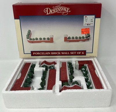 Vtg Lemax Village Collection Porcelain Brick Wall Set Of 6   1992 23059