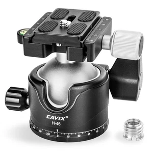 CAVIX Tête de balle trépied avec plaque de libération rapide Arca Swiss 1/4" HB46A