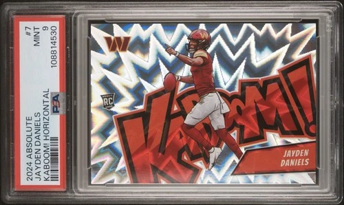 JAYDEN DANIELS 2024 Panini Absolute Kaboom! Horizontal #7 RC Rookie PSA 9 (MINT)