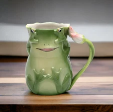 Ceramic Fairy Frog Mug, Home Décor, Gift for Her, Mom, Spring Décor, Cottagecore
