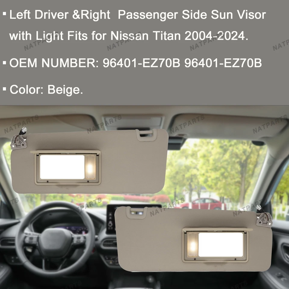 Par de parasoles beige para Nissan Titan 2004-2024 96401-EZ70B 96401-EZ70B Foto 2 de 4