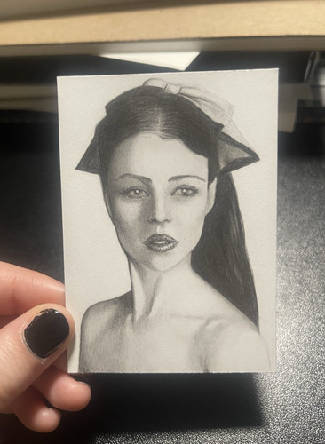 ACEO ATC Portrait Girl Woman Titled Signed Original Miniature Art Card Drawing 2