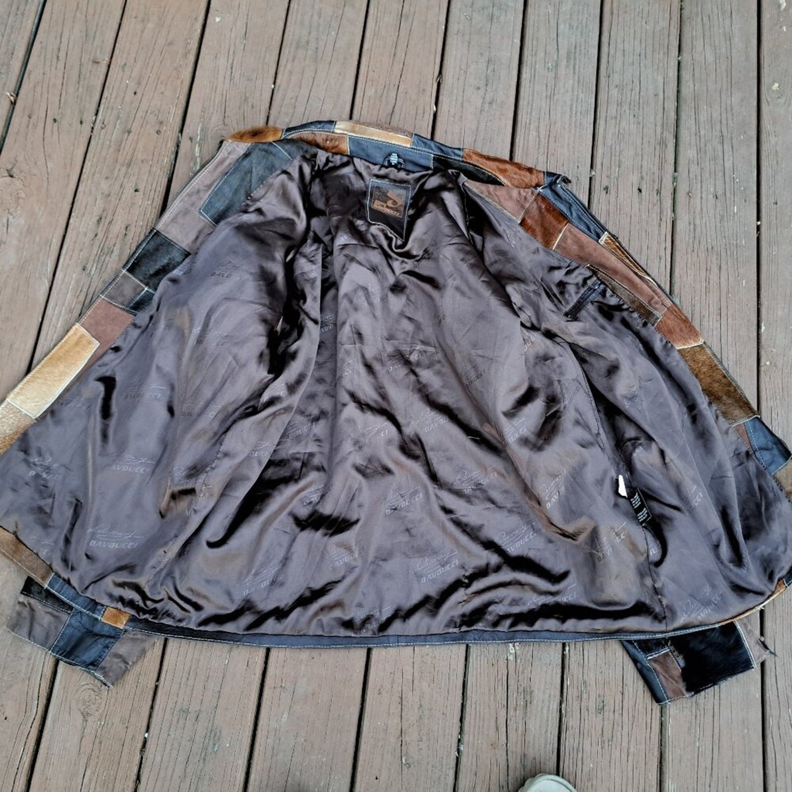 Vintage Davoucci Jacket Leather Patchwork Men Bro… - image 5