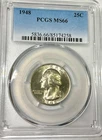 1948 USA WASHINGTON QUARTER GEM PCGS MS66 blast white coin
