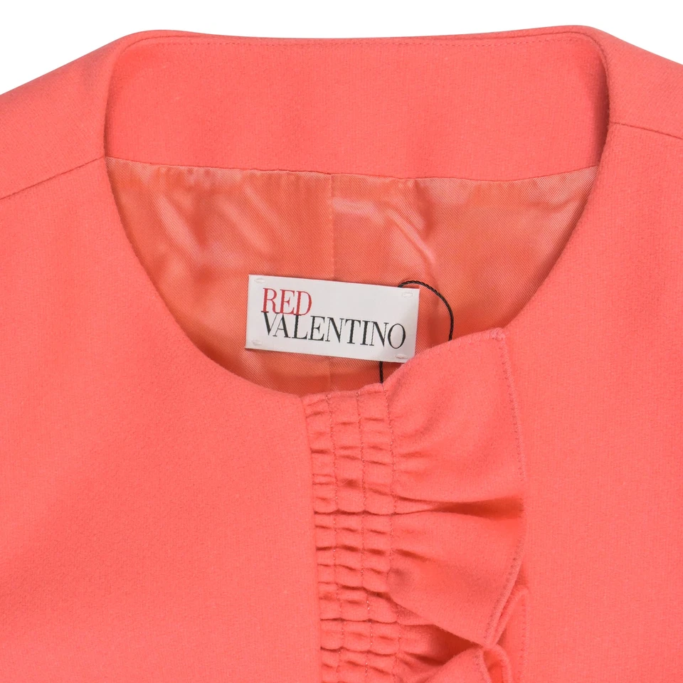 Abrigo Rojo Valentino Detalle Volantes En Lana Rosa Mujer Rosa Talla 42 Foto 4 de 4