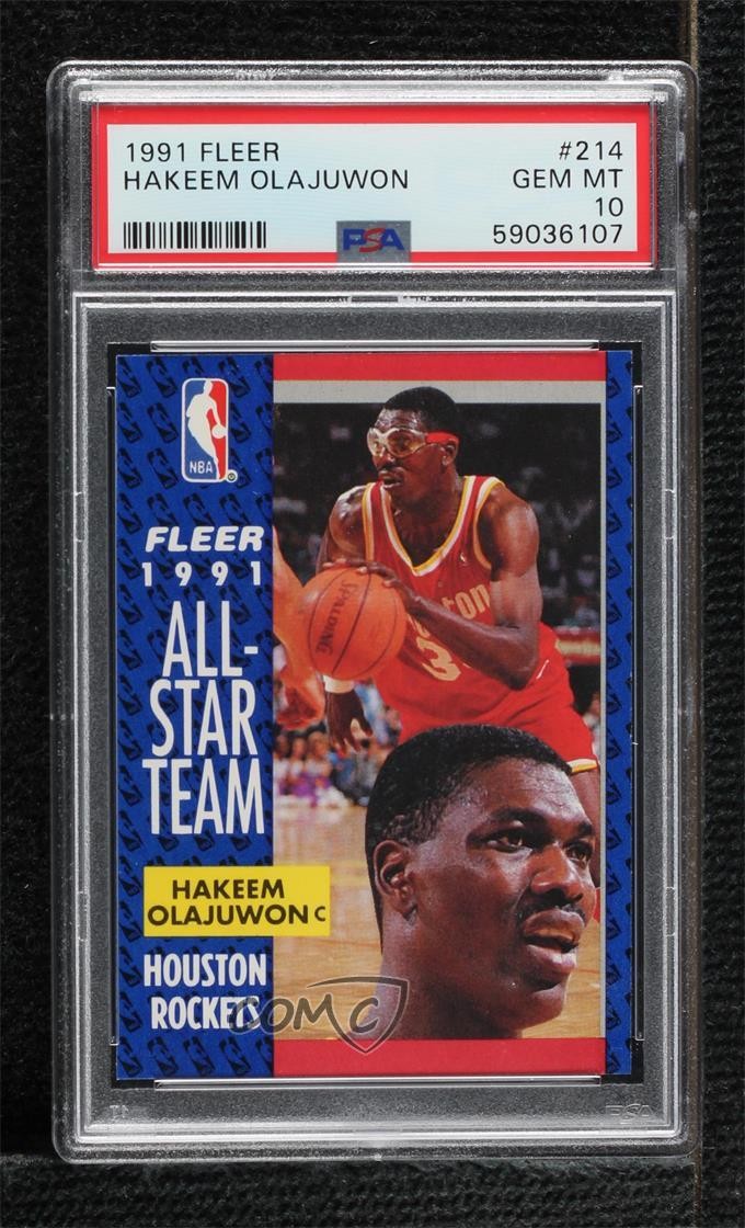 1991-92 Fleer All-Star Team Hakeem Olajuwon #214 PSA 10 GEM MT HOF 0c7s