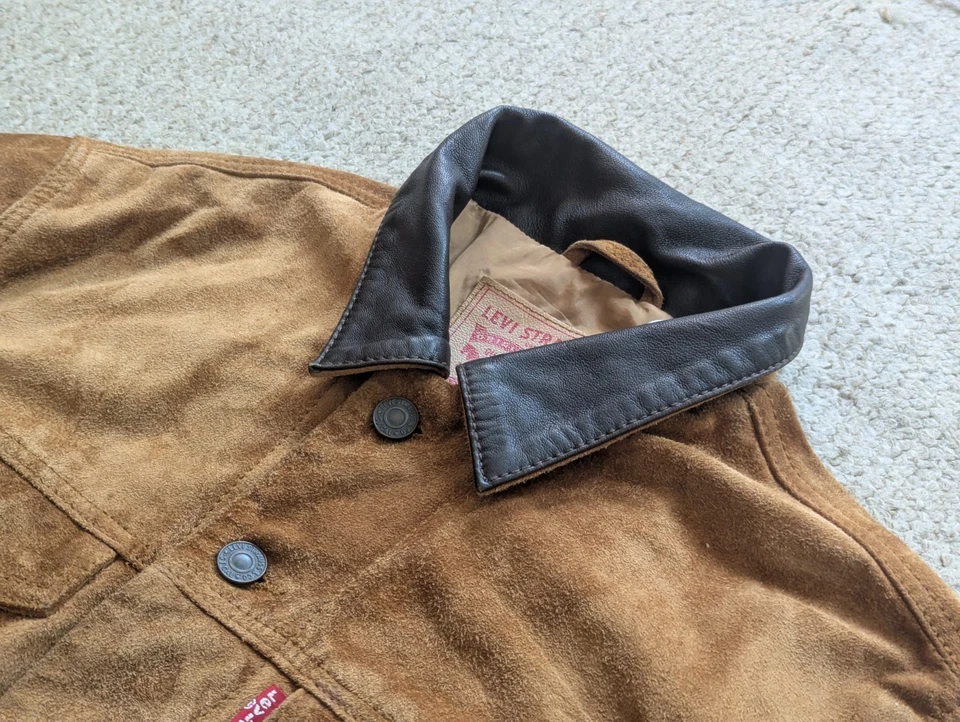 Levi's Type 3 Suede Trucker Jacket Size M - Image 3 of 4