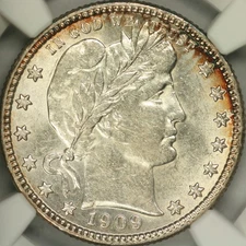 1909-S Barber Quarter NGC AU55