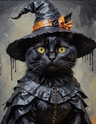 Large size Witch Black Cat print, Black Cat Print, Witch Print, A4 to