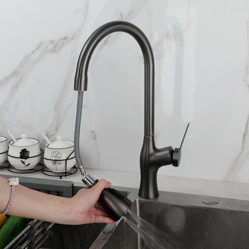 Kitchen Faucet Sink Pull Out Sprayer Single Handle Mixer Tap Spring Deck Mounted - Picture 5 of 37