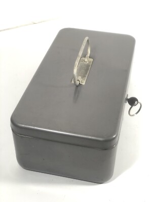 Vintage TOWER Lock Box Metal Cash Document Safe Storage With Key