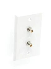Perfect Vision High Freq White Wall Plate with Dual F-81 Coax Connectors UL NEW