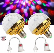2× Christmas Colorful Rotating Magic Ball Lights w/ Lamp Holder Disco Party US