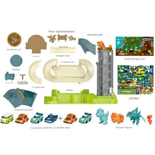 Dino Parking Tower Dinosaur Mini Car Toy Playset LED Lights & Fun Music FEDEX - Picture 4 of 6