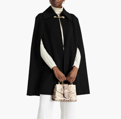 NEW Michael Kors Black Wool Cape Poncho Jacket With Gold Chain XS S UK  10 Australia