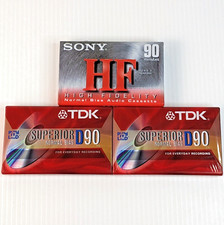 Lot of 2 TDK Superior D90  1 Sony HF Normal Bias 90 Minute Blank Cassette Tapes