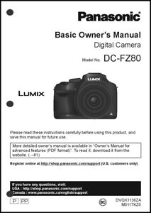 Panasonic Lumix DC-FZ80 Basic Camera User Guide Instruction Manual | eBay