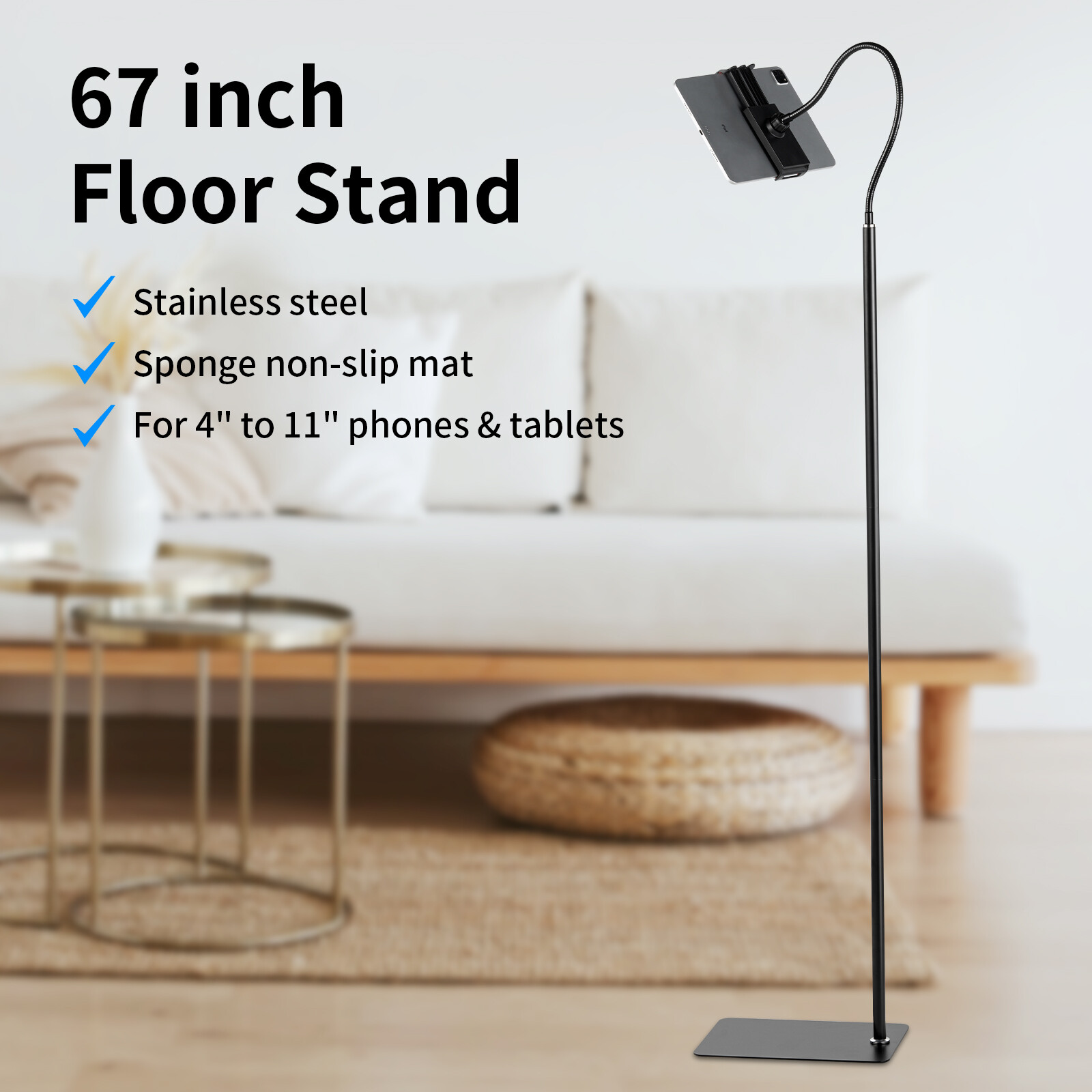Universal Tablet Tripod Floor Stand Gooseneck Holder Mount For 411" iPhone iPad eBay