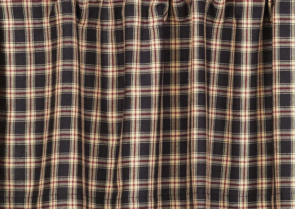 Window Swag Tan Plaid Black Red 72 x 36 inch Curtain Victorian Heart - Image 2 of 4