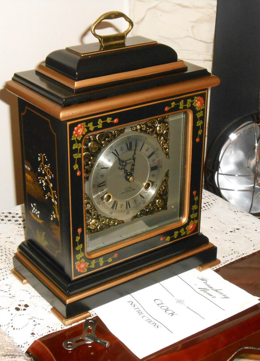 STRAUSBOURG MANOR Mantel Clock! KEY WIND CHIME BEAUTIFUL ASAIN