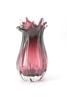 Bohemian Czech Art Glass Vase Chribska? Jozef  Hozpodka? Amethyst Crystal 10''