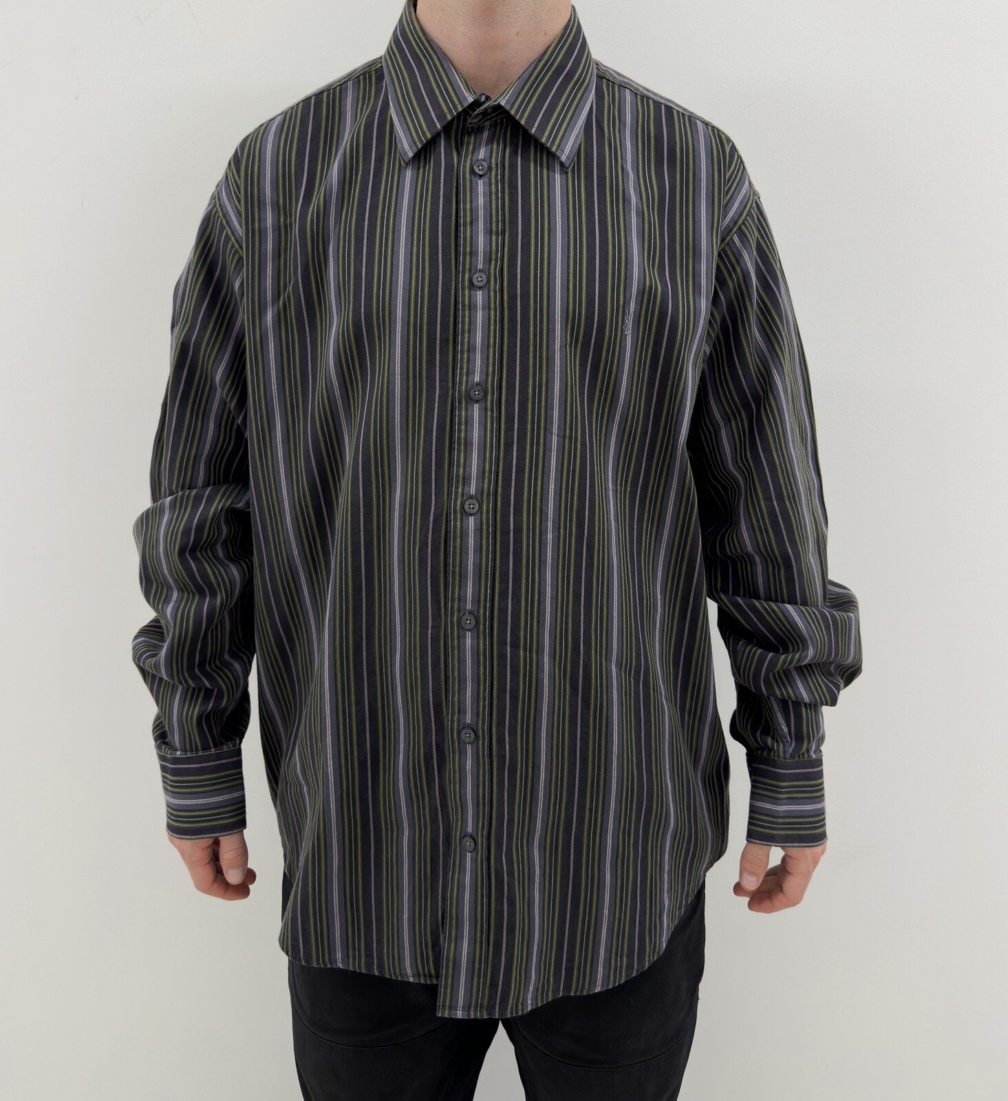 CAMICIA VINTAGE ANNI 2000 YSL YVES SAINT LAURENT POUR HOMME A RIGHE UOMO taglia XL