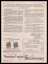 1935 Standard Safety Razor East Norwalk CT RIO Steel Double Edge Blades Print Ad