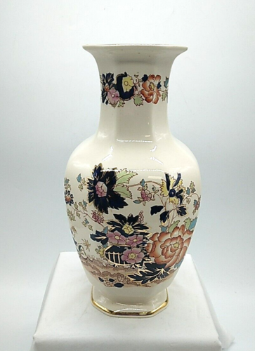 Mason's Ironstone Mandarine Blumenvase mit Blumenmuster 12 Zoll - kleiner Chip - Bild 3 von 11