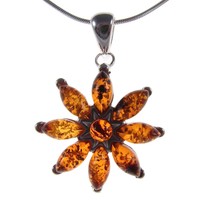 Baltic Amber Sterling Silver 925 Flower Leaf Pendant Jewellery Jewelry Gift Baltic Amber Sterling Silver 925 Flower Leaf Pendant Jewellery Jewelry Gift