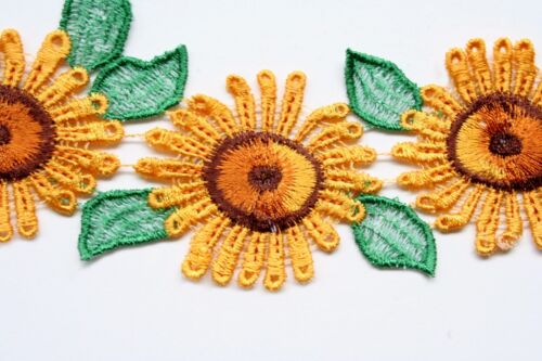 1",2",3"  Sunflower Daisy Embroidered Lace Trim Sewing Notion sold by 12"(30 cm) - Picture 1 of 6