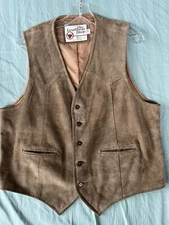 The Leather Shop Sears Tan Western Vest Vintage Size Reg 44 Men’s Sm Flaw