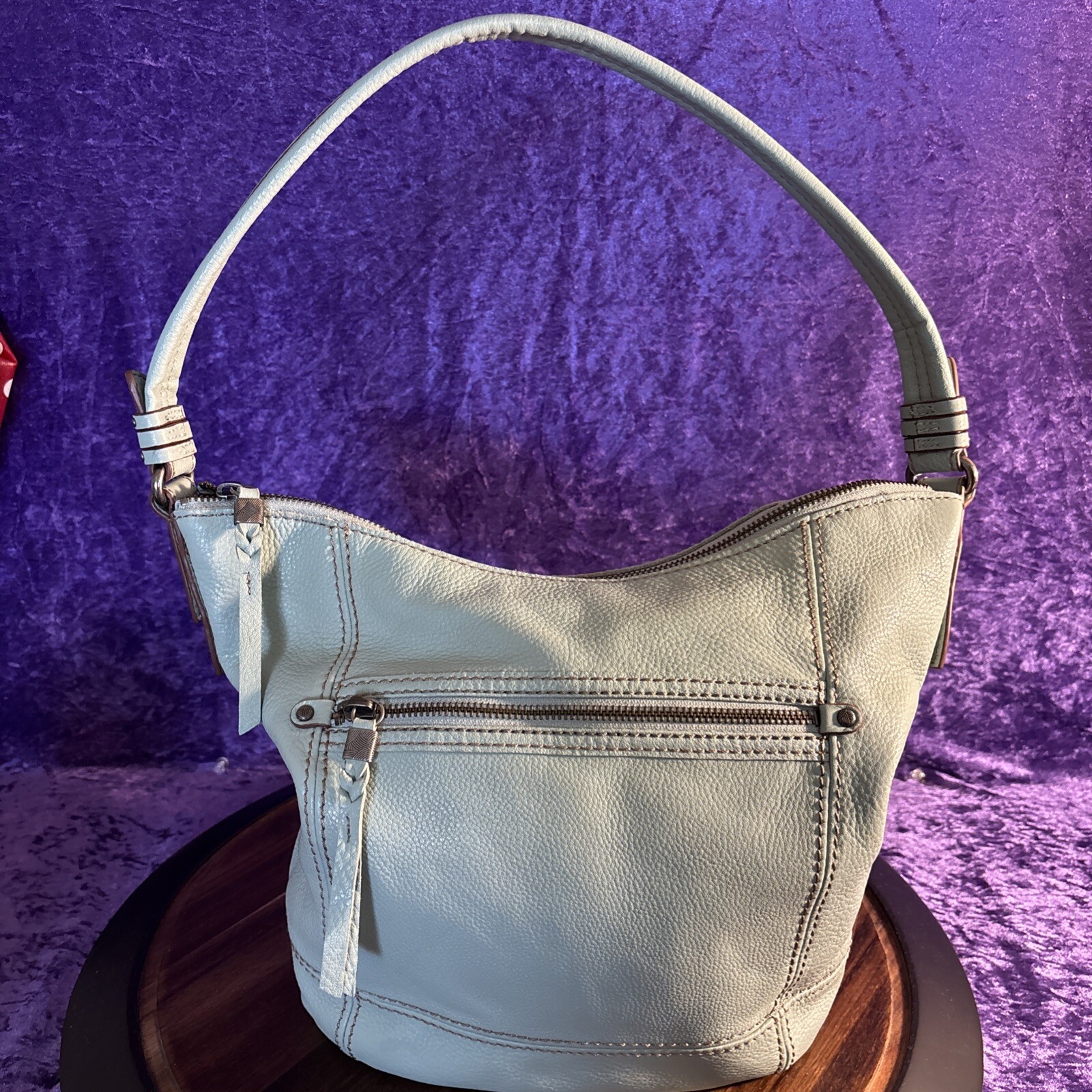 The Sak Sea Foam Green Pebble Leather Purse With Front Pocket  & Back Pocket