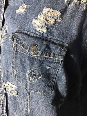AT LAST ＆ CO  SHIRTS Vintage At Last & Co. Shirt Womens Sz 18/20 Blue Frayed