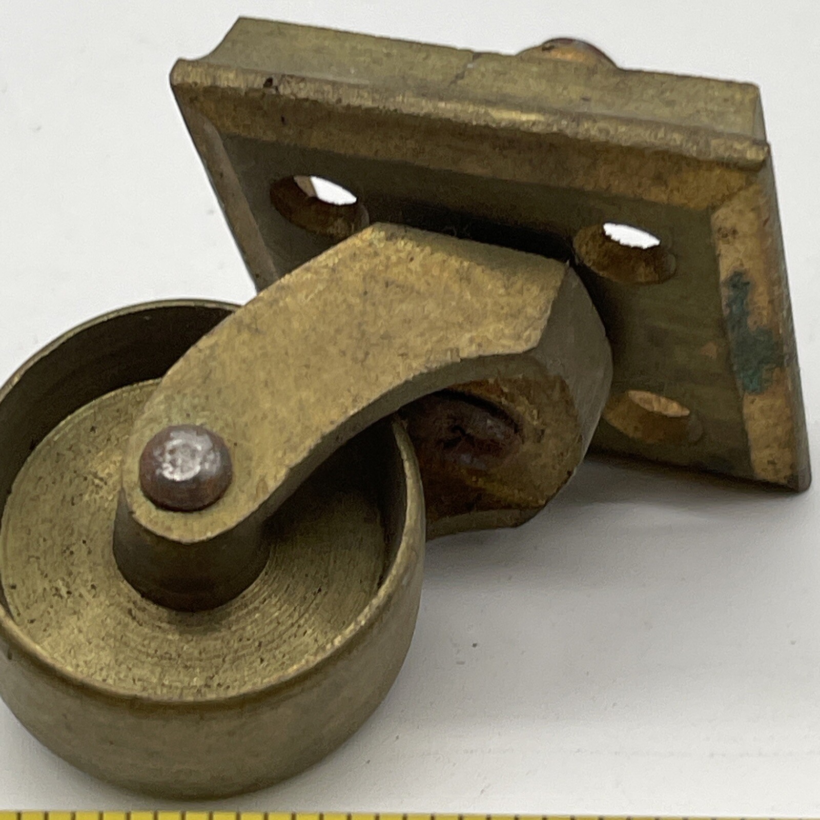 Vintage Solid Brass Furniture Casters Bras Wheel Brass Base 1” Wheel eBay