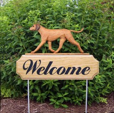 Rhodesian Ridgeback Wood Welcome Outdoor Sign
