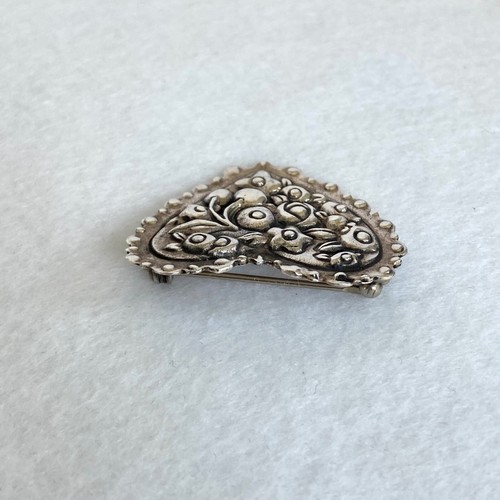 VTG MEINK Sterling Silver 925 Scrollwork Floral Flower Cherry Heart Brooch - Picture 5 of 19