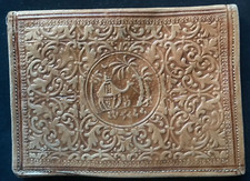 Vintage Leather Wallet With Egyptian Revival Camel Palm Embossed Design Rare