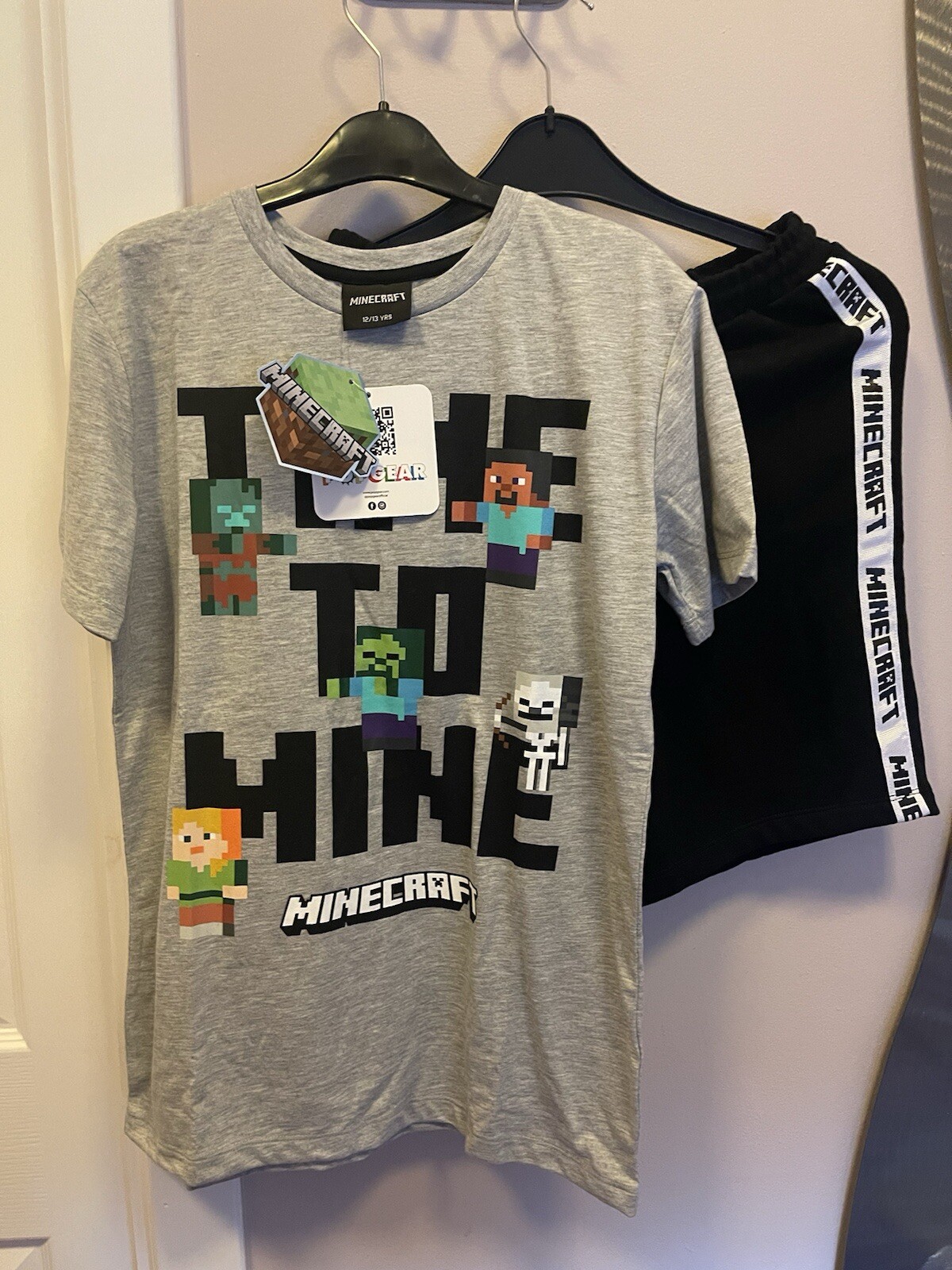 Kids Minecraft Pyjama Set for Ages 12-13: Top & Shorts Combo