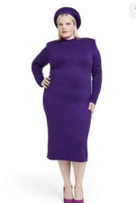 Sergio Hudson Target Purple Torrid Strong Shoulder Midi Sweater Dress 4X