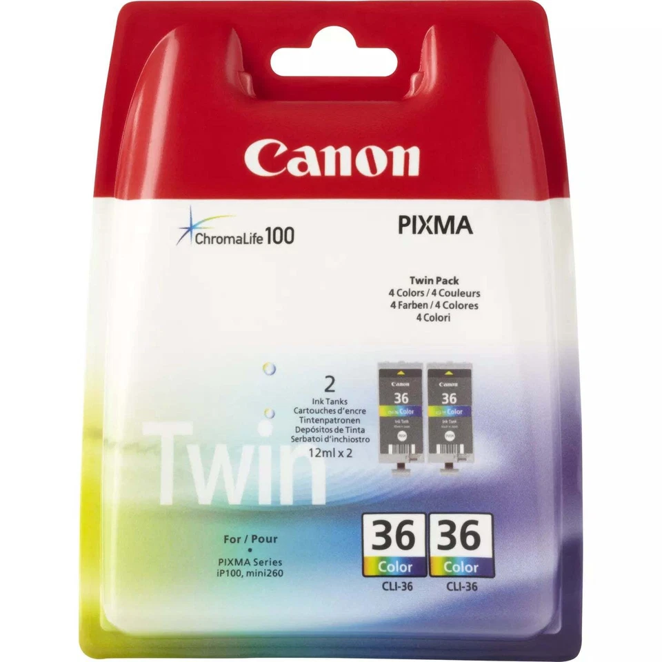TONER & INKJET CARTRIDGES Canon CLI-36 Twin cartouche d'encre Tricolore authentique (TVA incluse)