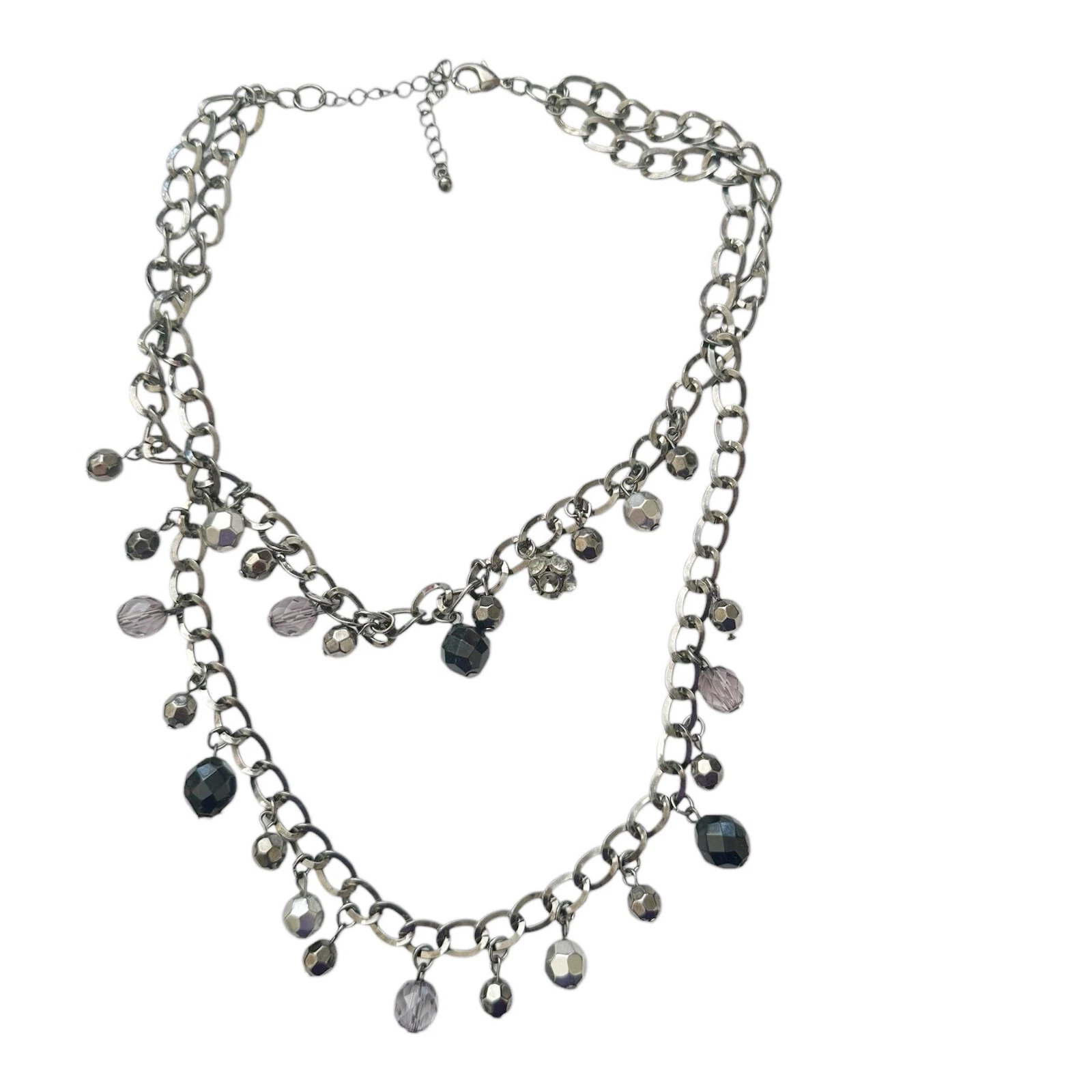 VETEMENTS Collana dichiarazione 2 fili costume nero ovale tono metallo