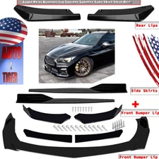 For Infiniti Q50 G37 G35 Front Bumper Lip Spoiler Splitter Body Kit+Side Skirts