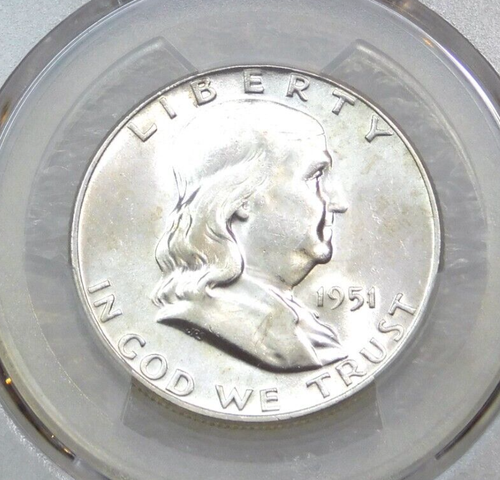 1951 P Franklin Half Dollar PCGS MS63 Frosty White PQ New Holder #N51K - Bild 2 von 4
