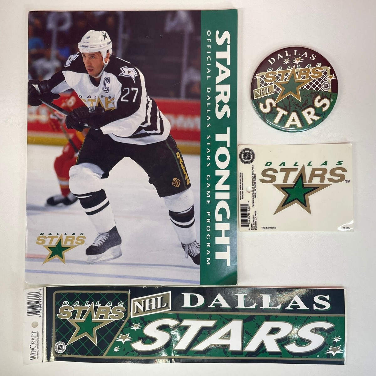 Hockey NHL 1995 Dallas Stars Game Program Bumper Sticker Team Pendant Decal  Set