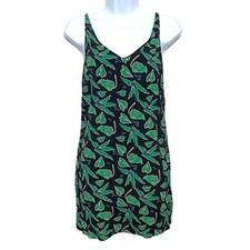 Urban Outfitters Zoe Leaf Blue Berry Fruit Print Crepe Slip Dress XS Artsy Boho
