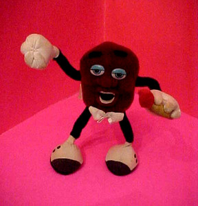 California Raisin Plush Bendable Figure Applause Singer with Microphone 1988