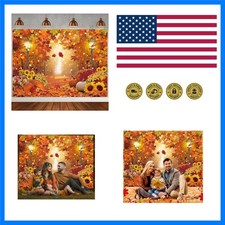 Fall Photo Backdrop Autumn Pumpkins Maple Leaves Forest Scenery Background ...