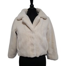 RSQ Youth Girls Faux Fir Jacket Cream Color Size XL